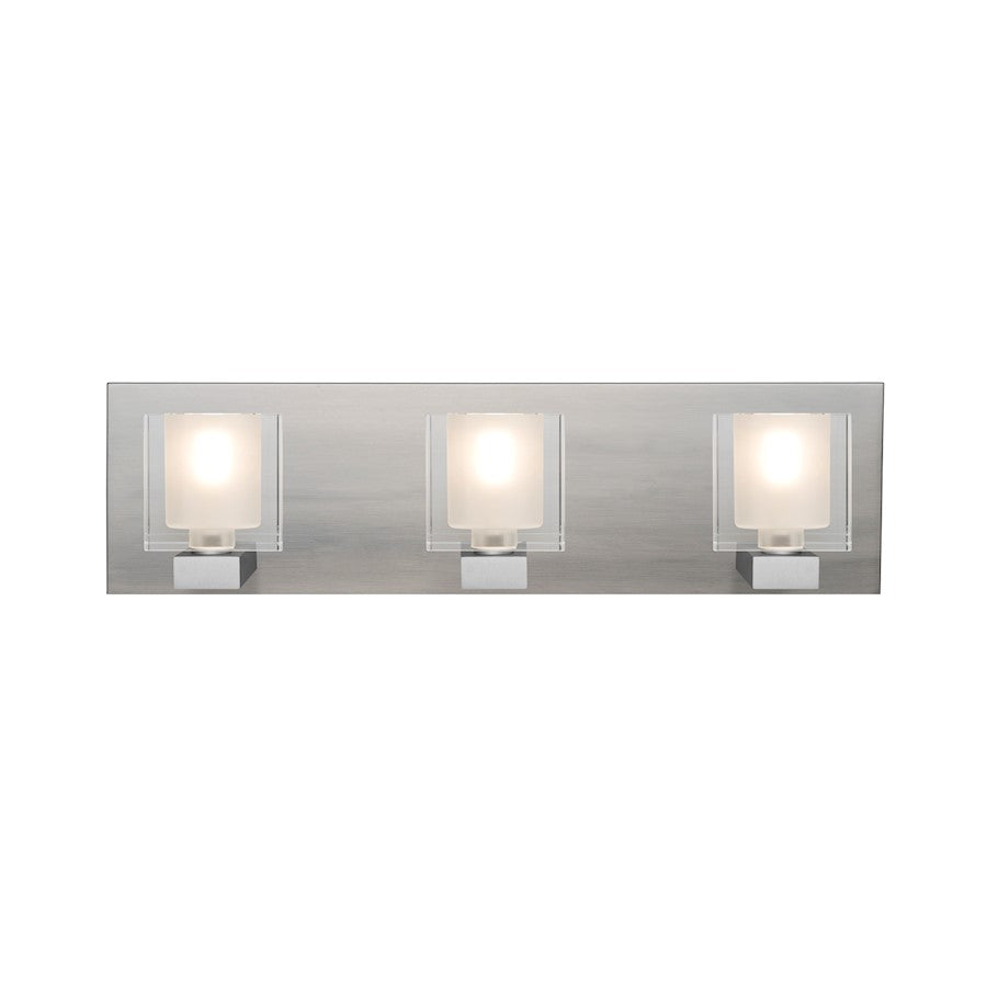 Besa Lighting Bolo 3-Light LED Vanity | Modern Satin Nickel and Clear Crystal | Bathroom & Powder Room | 22 x 4.62 x 5.9 in | Model 3WF-BOLOFR-LED-SN