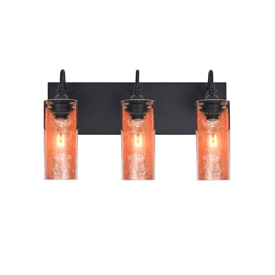 Besa Lighting Duke 20in 3-Light Bathroom Vanity | Transitional Black and Copper Glass | Bathroom & Powder Room | Model 3WG-DUKECF-BK