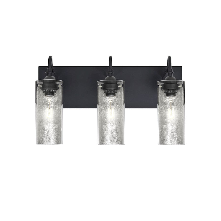 Besa Lighting Duke 20in 3-Light Bathroom Vanity | Transitional Black and Silver Glass | Bathroom & Powder Room | Model 3WG-DUKESF-BK