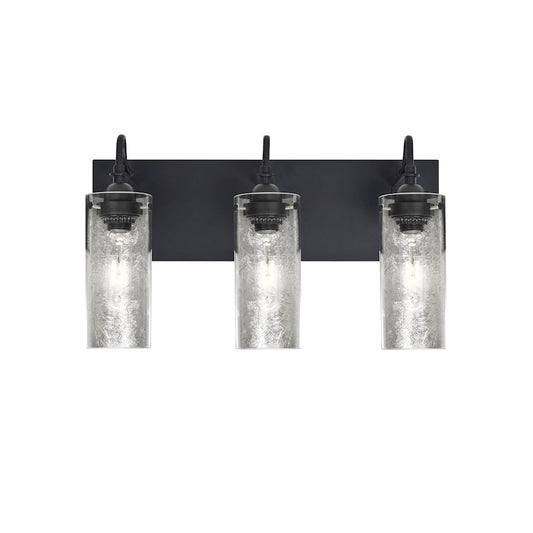 Besa Lighting Duke 20in 3-Light Bathroom Vanity | Transitional Black and Silver Glass | Bathroom & Powder Room | Model 3WG-DUKESF-BK