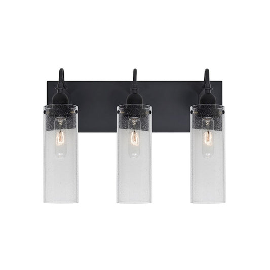 Besa Lighting Juni 10 20in 3-Light Bathroom Vanity | Transitional Black and Clear Glass | Bathroom Vanity | 20 x 7 x 14 in | Model 3WG-JUNI10CL-BK