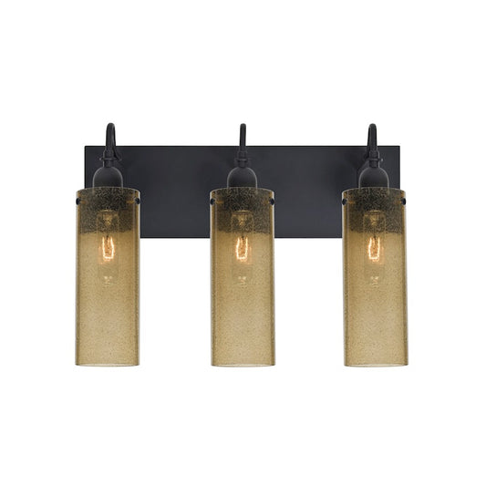 Besa Lighting Juni 10 20in 3-Light Bathroom Vanity | Transitional Black and Beige Glass | Bathroom Vanity | 20 x 7 x 14 in | Model 3WG-JUNI10LT-BK