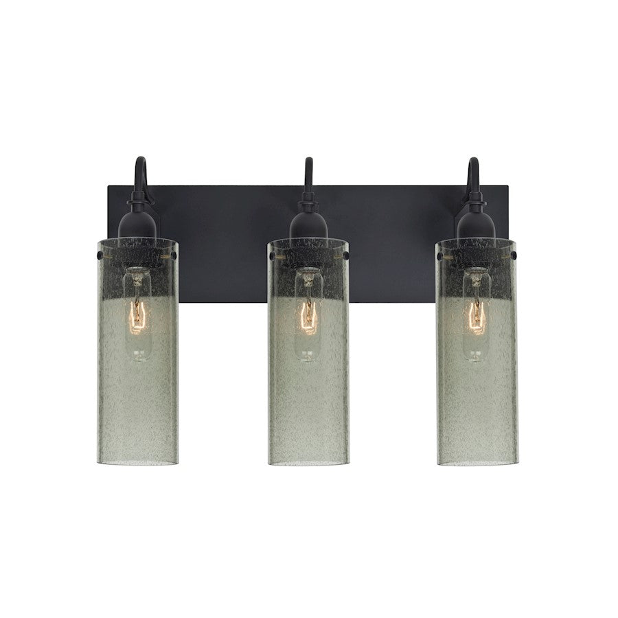 Besa Lighting Juni 10 20in 3-Light Bathroom Vanity | Transitional Black and Green Glass | Bathroom Vanity | 20 x 7 x 14 in | Model 3WG-JUNI10MS-BK