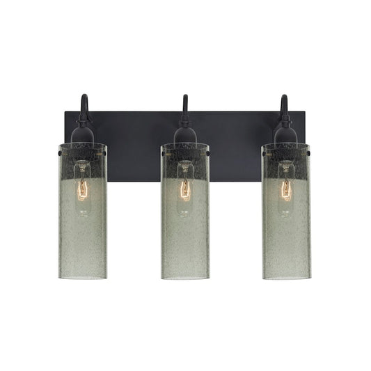 Besa Lighting Juni 10 20in 3-Light Bathroom Vanity | Transitional Black and Green Glass | Bathroom Vanity | 20 x 7 x 14 in | Model 3WG-JUNI10MS-BK