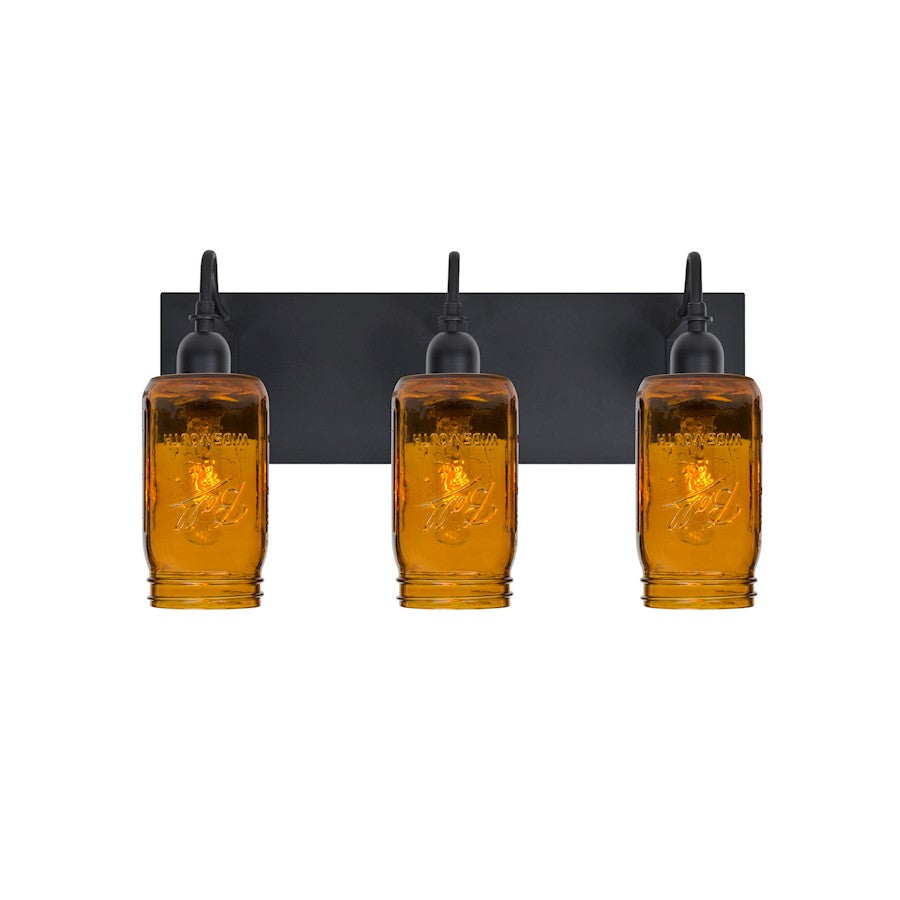 Besa Lighting Milo 4 12in 3-Light Bathroom Vanity | Rustic Black and Beige Glass | Bathroom Vanity | 12 x 7 x 10 in | Model 3WG-MILO4AM-BK