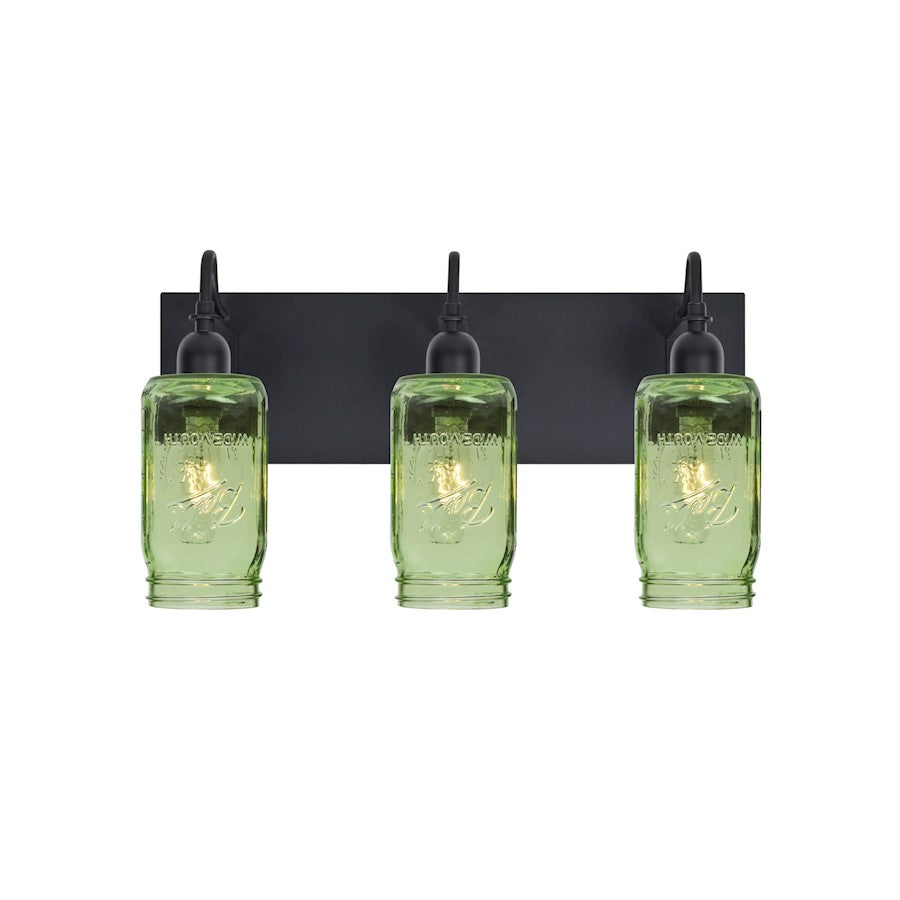 Besa Lighting Milo 4 12in 3-Light Bathroom Vanity | Rustic Black and Gold Glass | Bathroom Vanity | 12 x 7 x 10 in | Model 3WG-MILO4GR-BK