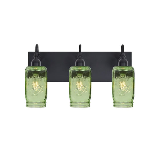 Besa Lighting Milo 4 12in 3-Light Bathroom Vanity | Rustic Black and Gold Glass | Bathroom Vanity | 12 x 7 x 10 in | Model 3WG-MILO4GR-BK