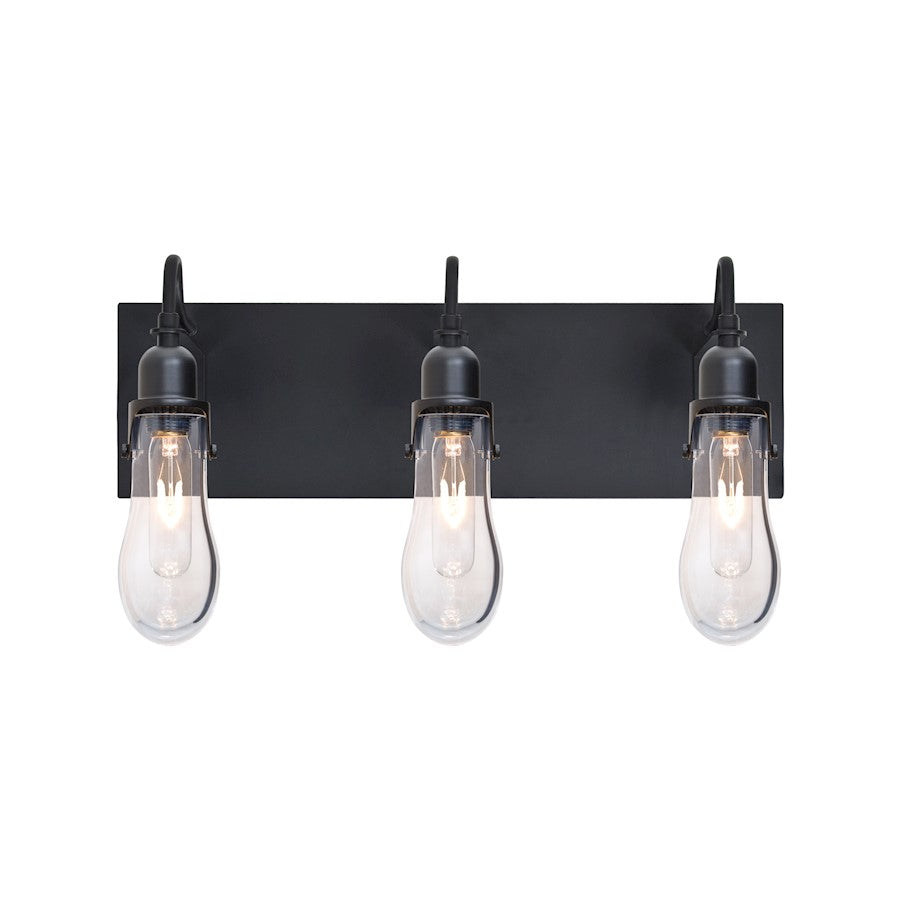 Besa Lighting Wish 20in 3-Light Wall Sconce | Transitional Black and Clear Glass | Hallway & Bedroom Accent Light | Model 3WG-WISHCL-BK