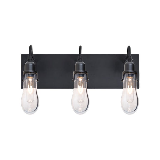 Besa Lighting Wish 20in 3-Light Wall Sconce | Transitional Black and Clear Glass | Hallway & Bedroom Accent Light | Model 3WG-WISHCL-BK