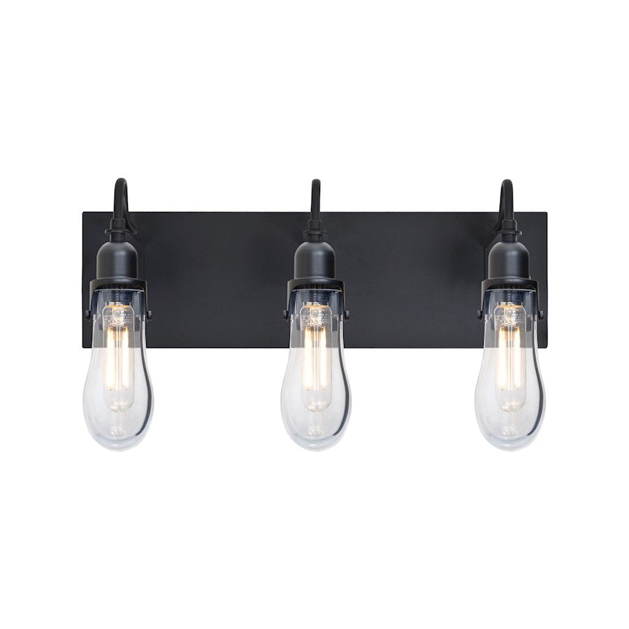 Besa Lighting Wish 20in 3-Light LED Wall Sconce | Transitional Black and Clear Glass | Bathroom & Hallway | Model 3WG-WISHCL-EDIL-BK
