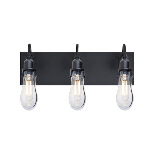 Besa Lighting Wish 20in 3-Light LED Wall Sconce | Transitional Black and Clear Glass | Bathroom & Hallway | Model 3WG-WISHCL-EDIL-BK