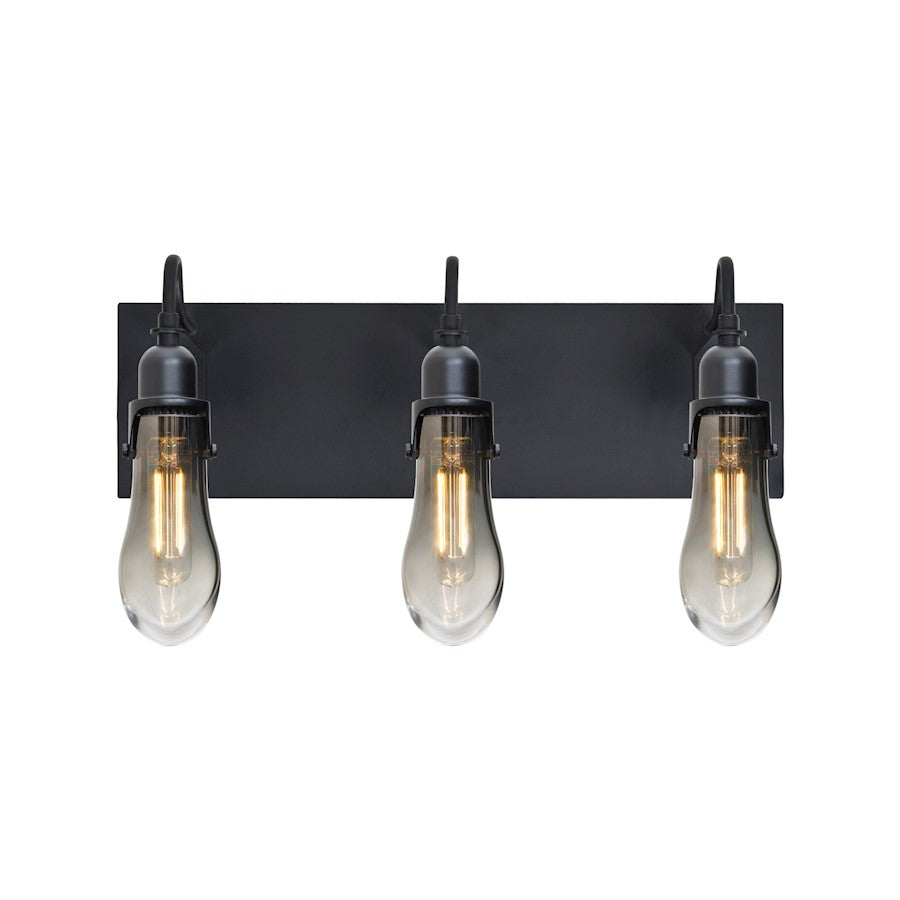 Besa Lighting Wish 20in 3-Light LED Wall Sconce | Transitional Black and Gray Glass | Bathroom & Hallway | Model 3WG-WISHSM-EDIL-BK