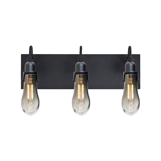 Besa Lighting Wish 20in 3-Light LED Wall Sconce | Transitional Black and Gray Glass | Bathroom & Hallway | Model 3WG-WISHSM-EDIL-BK
