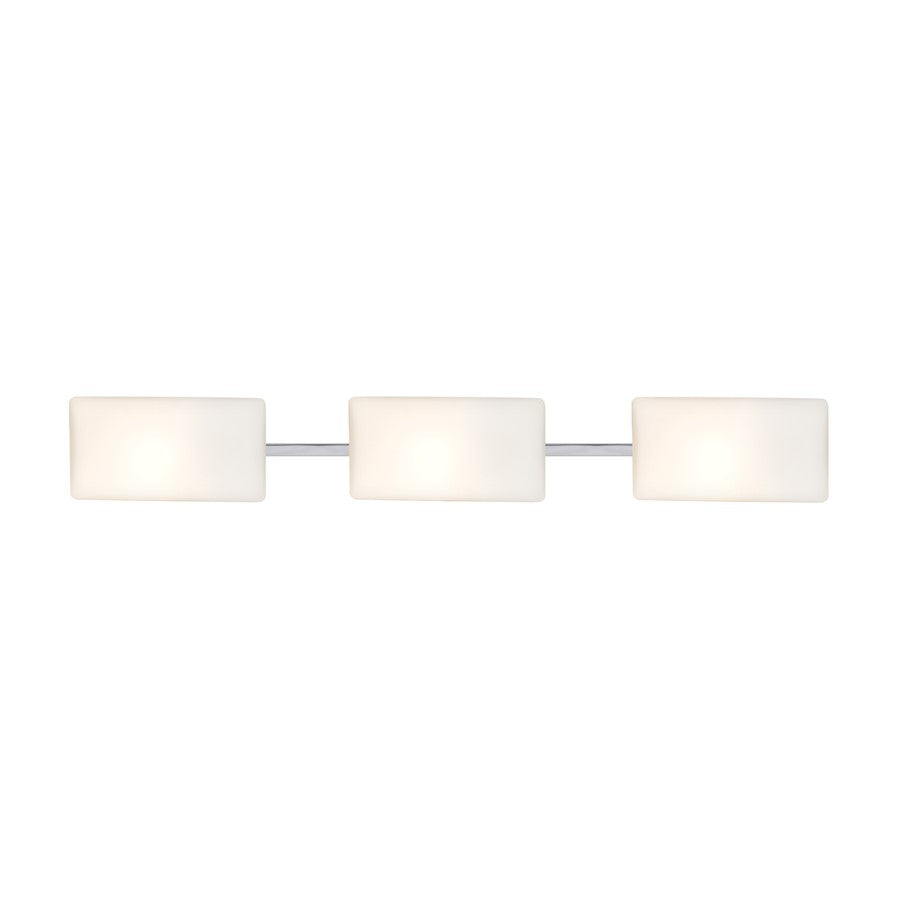 Besa Lighting Lido 34in 3-Light LED Bathroom Vanity | Contemporary Chrome and White Glass | Bathroom & Powder Room | Model 3WT-888607-LED-CR