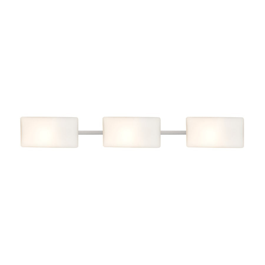 Besa Lighting Lido 34in 3-Light LED Bathroom Vanity | Contemporary Satin Nickel and White Glass | Bathroom & Powder Room | Model 3WT-888607-LED-SN