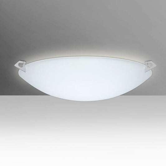 Besa Lighting Sonya 20in 3-Light LED Flush Mount | Contemporary Satin Nickel and White Glass | Kitchen & Living Room Ceiling | Model 841925-LED-SN
