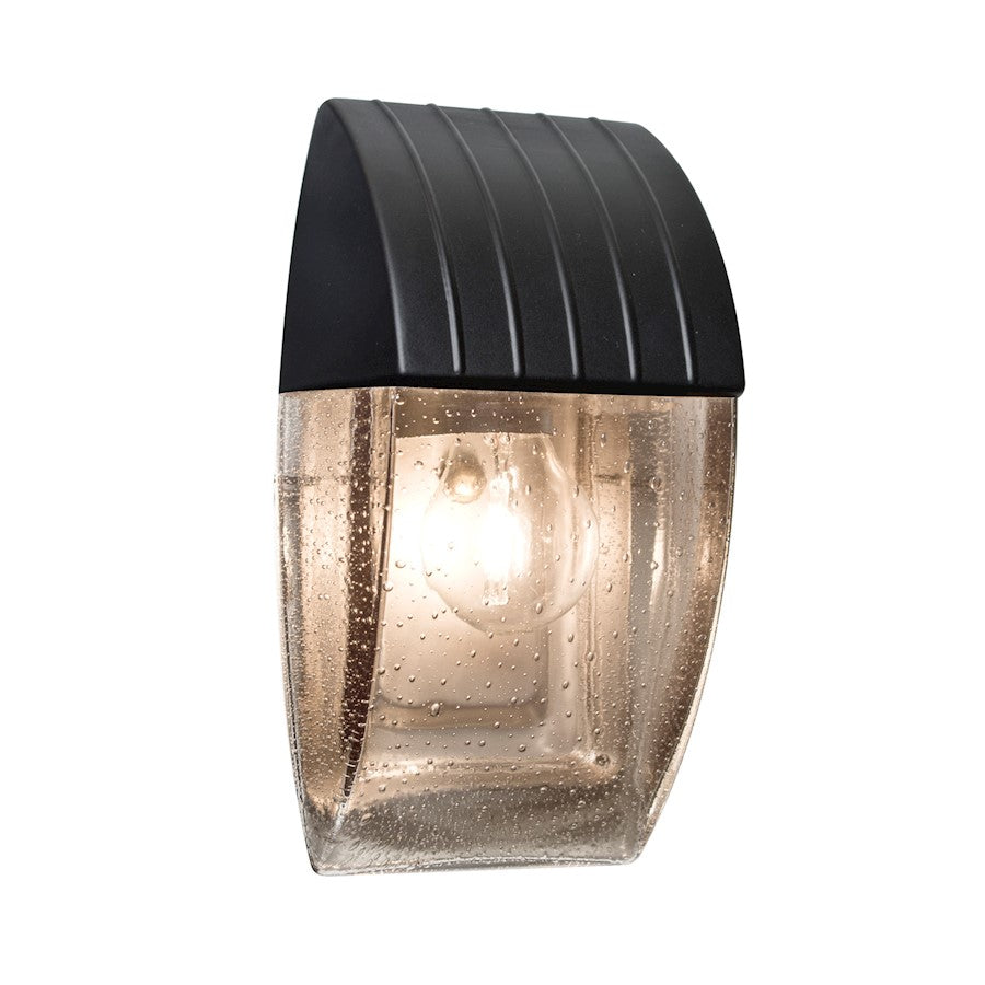 Besa Lighting Costaluz Aqua 10in 1-Light Outdoor Sconce | Transitional Black and Black Glass | Covered Patio & Entryway | Model AQUACP-CL-BK