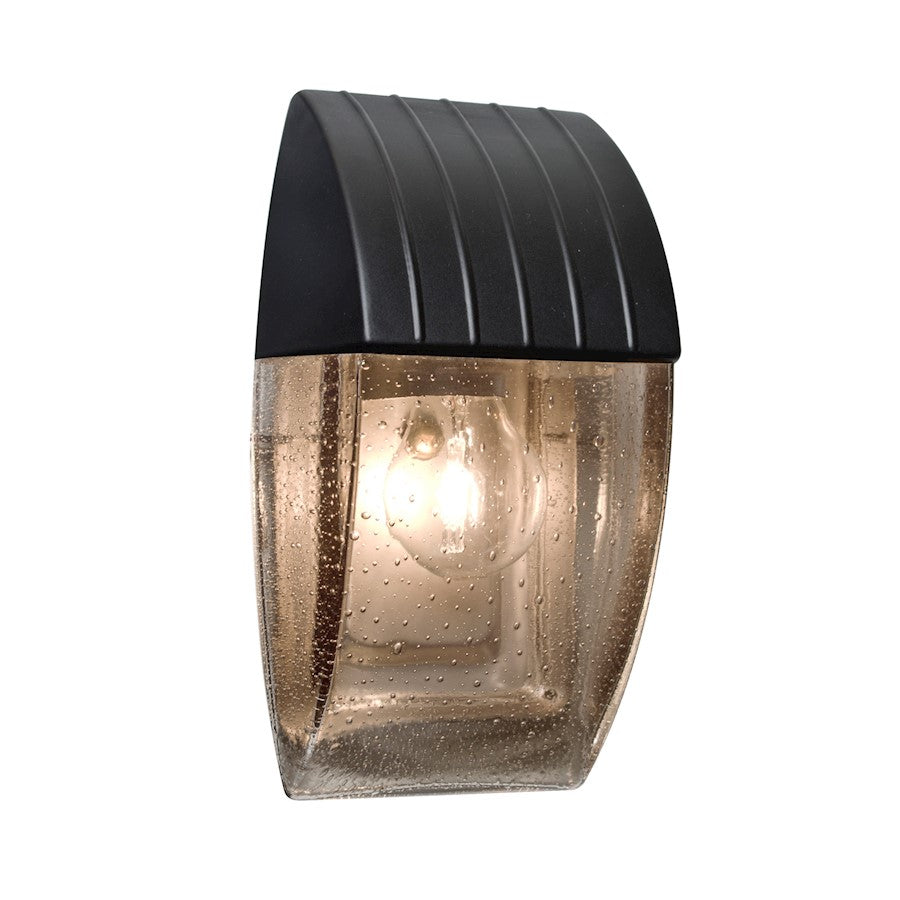 Besa Lighting Aqua 10in 1-Light Outdoor Sconce | Transitional Black and Gray Bubble Glass | Covered Patio & Entryway | Model AQUACP-SM-BK