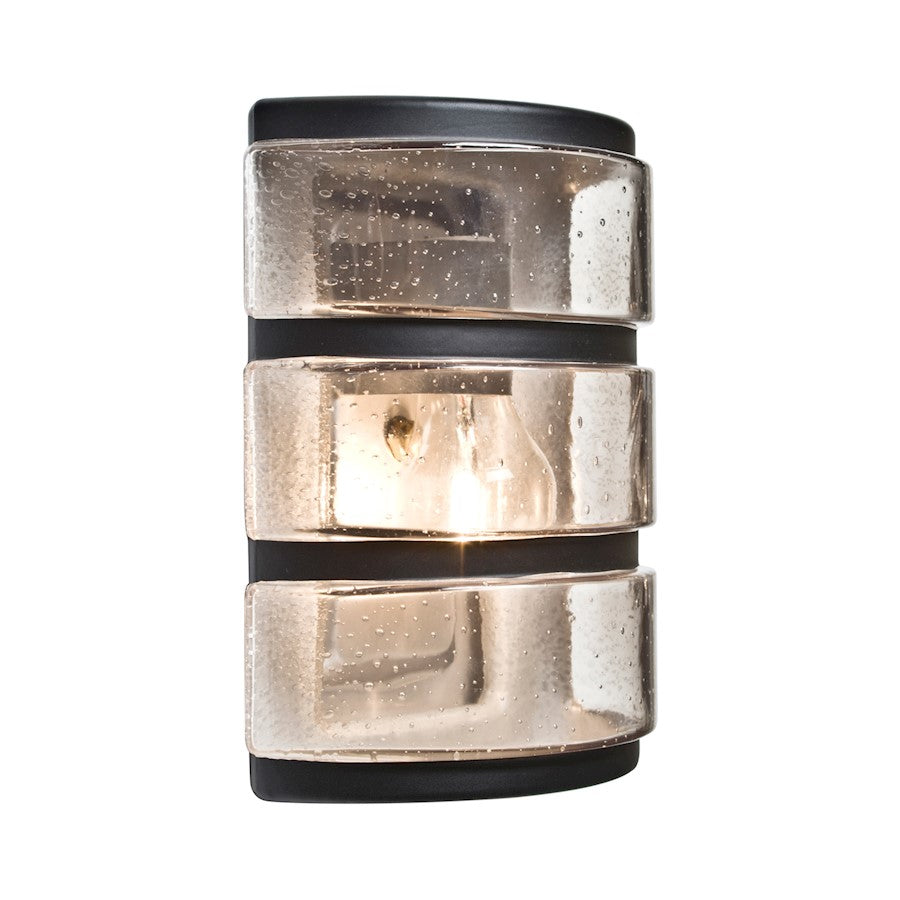 Besa Lighting Aqua 9in 1-Light Outdoor Sconce | Transitional Black and Black Glass | Covered Patio & Entryway | 7 x 4 x 9.25 in | Model AQUARBH-CL-BK