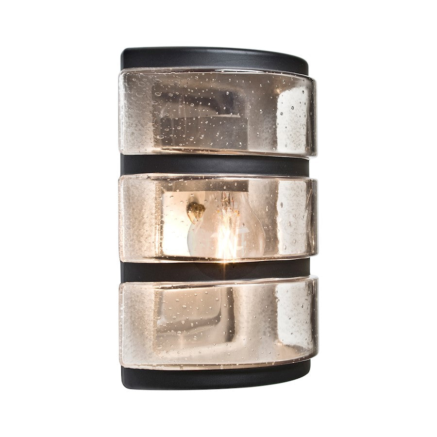 Besa Lighting Aqua 9in 1-Light LED Outdoor Sconce | Transitional Black and Black Glass | Covered Patio & Entryway | Model AQUARBH-CL-EDIL-BK