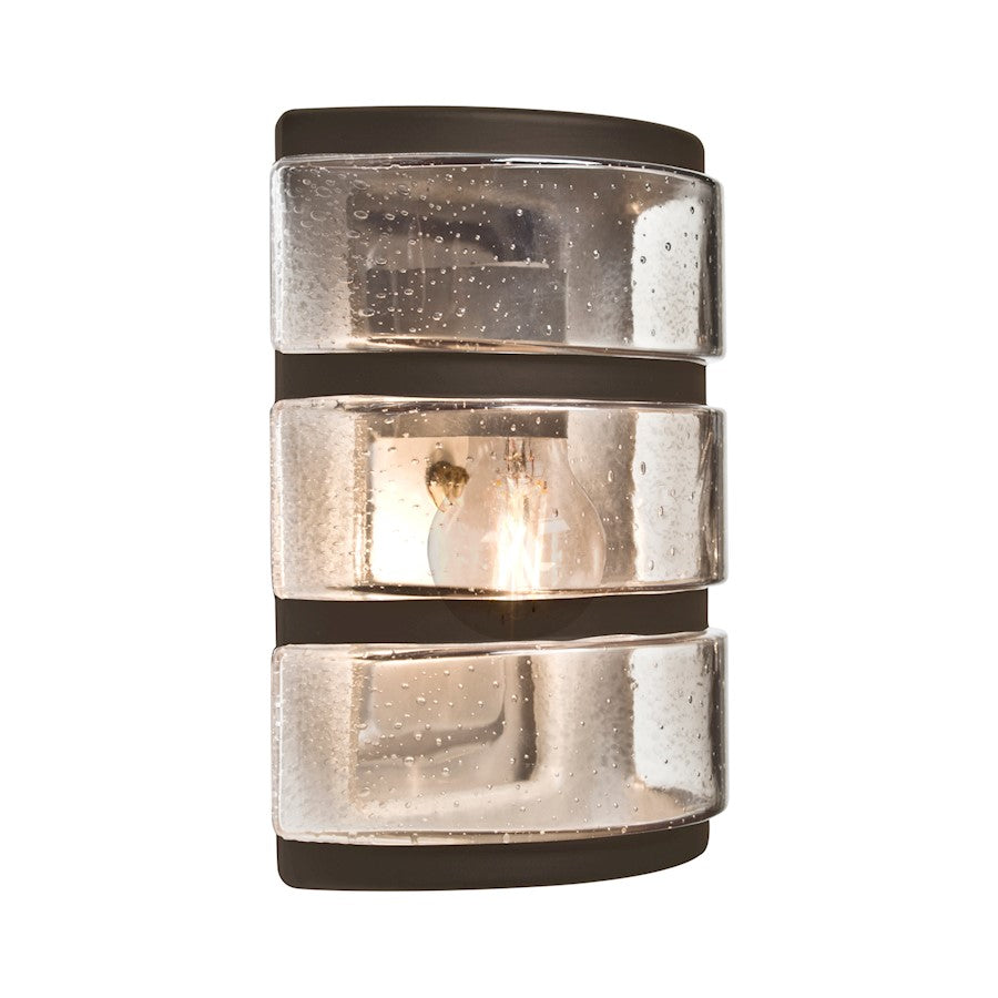 Besa Lighting Costaluz Aqua 9in 1-Light Outdoor Sconce | Transitional Bronze and Bronze Glass | Covered Patio & Entryway | Model AQUARBH-CL-EDIL-BR