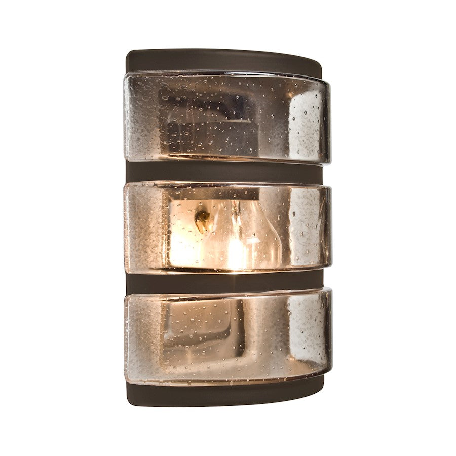 Besa Lighting Costaluz Aqua 9in 1-Light Outdoor Sconce | Transitional Bronze and Bronze Glass | Covered Patio & Entryway | Model AQUARBH-SM-BR