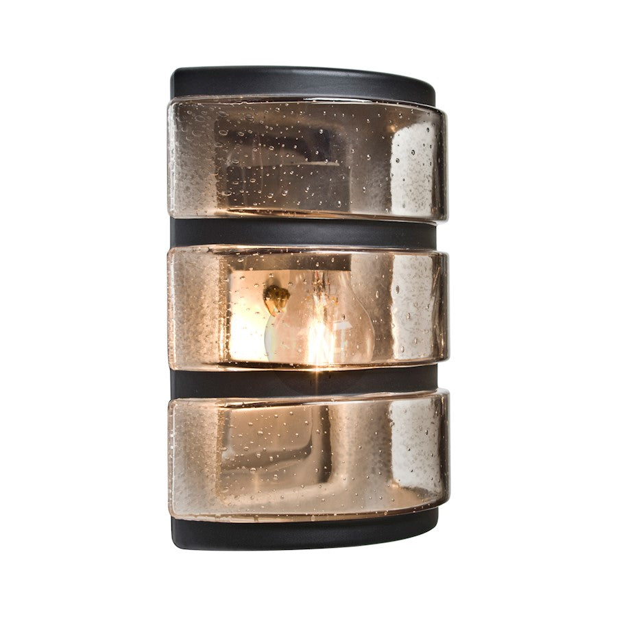 Besa Lighting Costaluz Aqua 9in 1-Light Outdoor Sconce | Transitional Black and Gray Glass | Covered Patio & Entryway | Model AQUARBH-SM-EDIL-BK