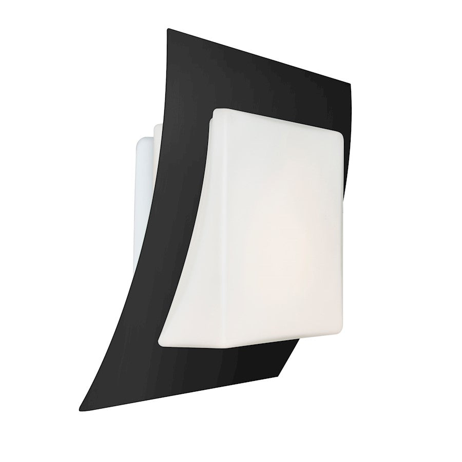 Besa Lighting Axis 10 1-Light LED Wall Sconce | Contemporary Black and White Glass | Hallway & Outdoor Wall Light | Model AXIS10-LED-BK