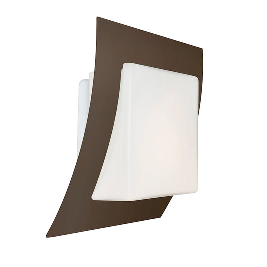 Besa Lighting Axis 10 10in 1-Light LED Wall Sconce | Contemporary Brushed Bronze and White Glass | Outdoor & Indoor | Model AXIS10-LED-BR