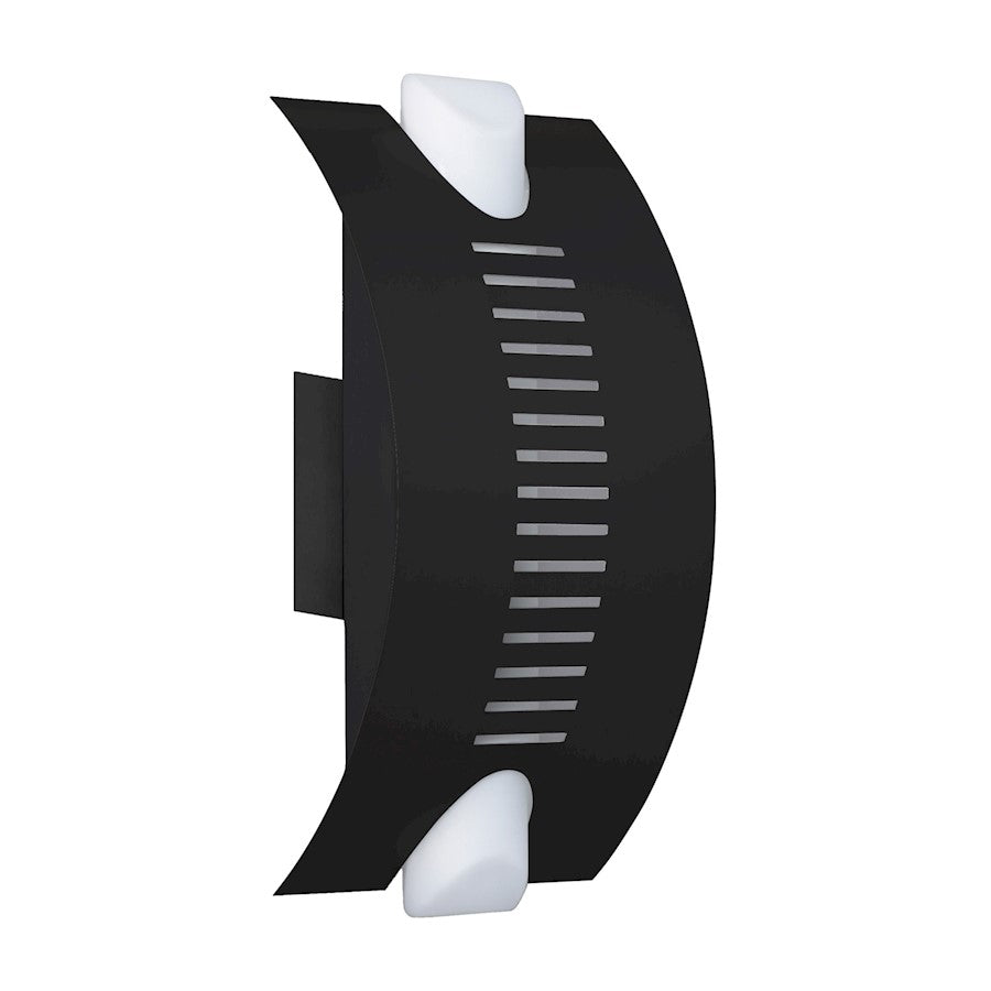 Besa Lighting Bando 13in 1-Light LED Outdoor Sconce | Contemporary Black and Opal Glass | Covered Patio & Entryway | 7 x 4 x 13 in | Model BANDOBK-LED