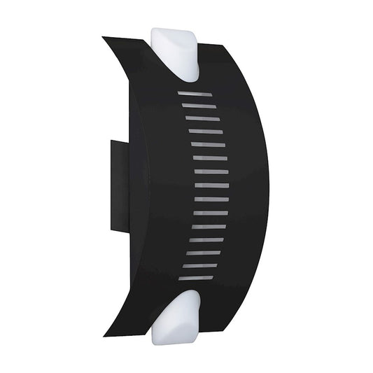 Besa Lighting Bando 13in 1-Light LED Outdoor Sconce | Contemporary Black and Opal Glass | Covered Patio & Entryway | 7 x 4 x 13 in | Model BANDOBK-LED
