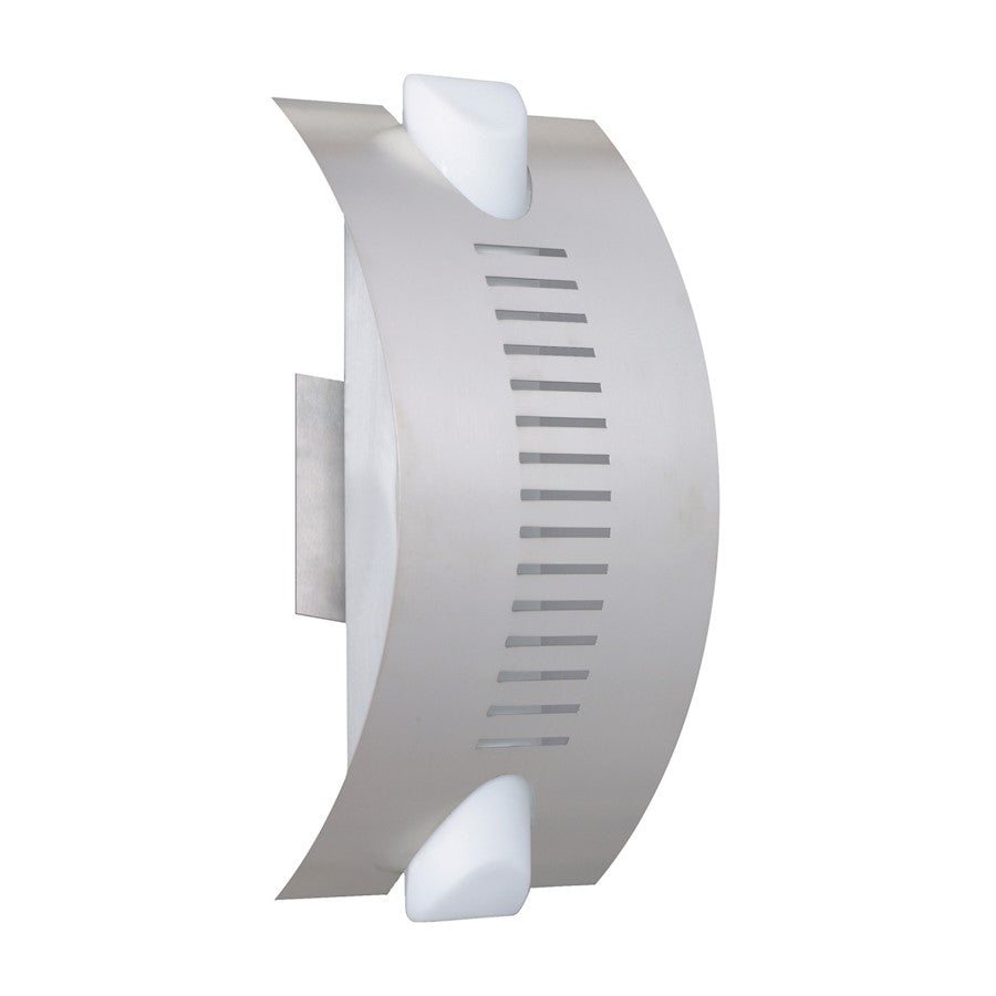 Besa Lighting Bando 13in 1-Light LED Outdoor Sconce | Contemporary Silver and Opal Glass | Entryway & Covered Patio | Model BANDOSL-LED