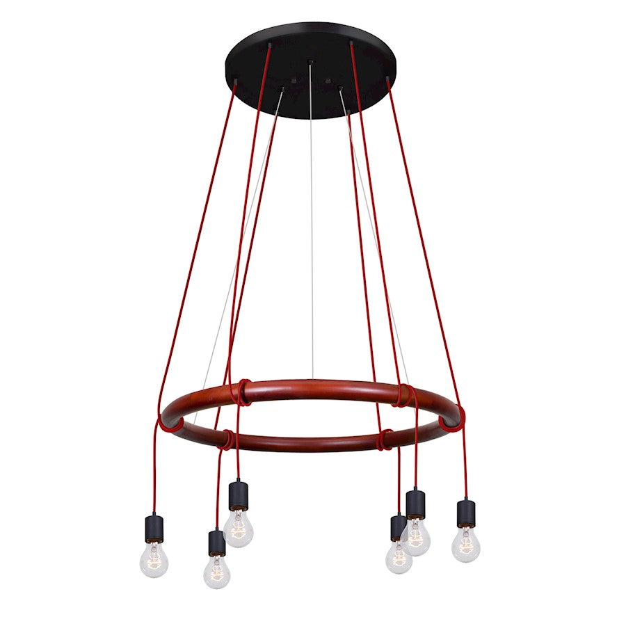 Besa Lighting Cirque 6-Light Pendant | Rustic Black Steel | Kitchen Island & Dining Room | 6.75in H | Model CIRQUE-120V-RD