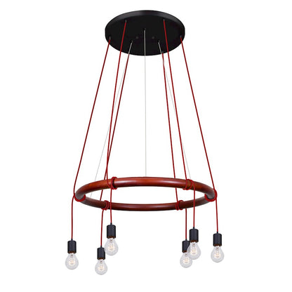 Besa Lighting Cirque 6-Light Pendant | Rustic Black Steel | Kitchen Island & Dining Room | 6.75in H | Model CIRQUE-120V-RD