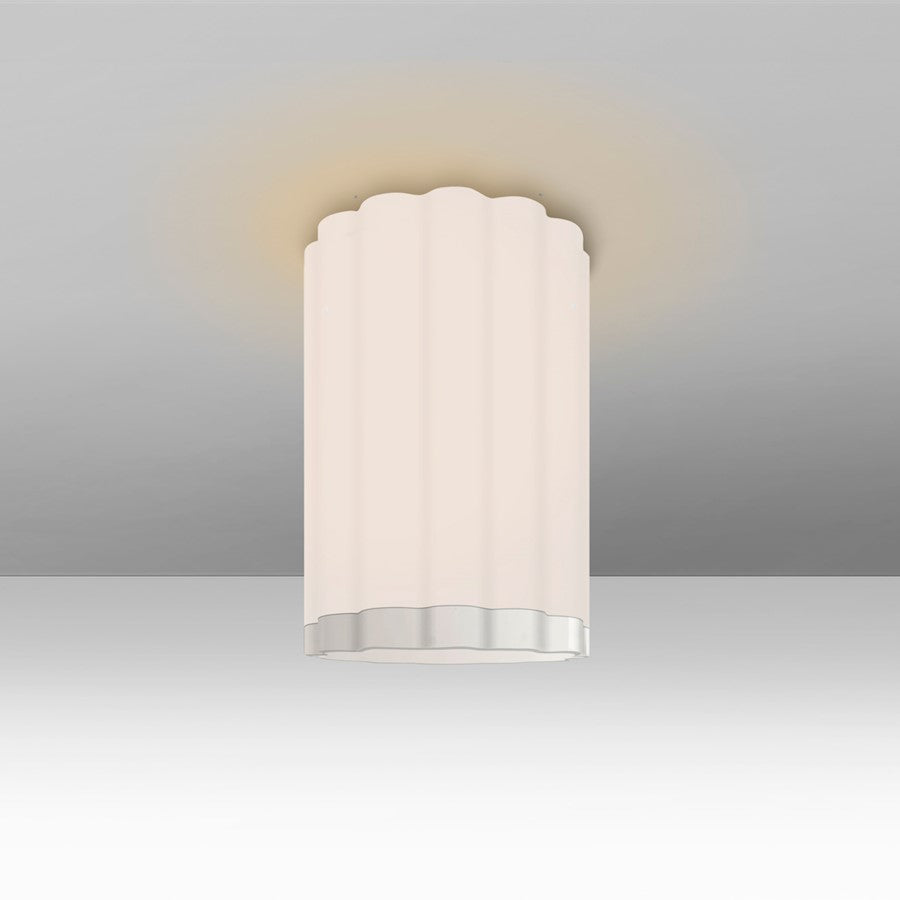 Besa Lighting Lando 7in 1-Light Flush Mount | Contemporary White Glass | Hallway & Bedroom Ceiling Light | 4 x 4 x 7 in | Model LANDOWHC