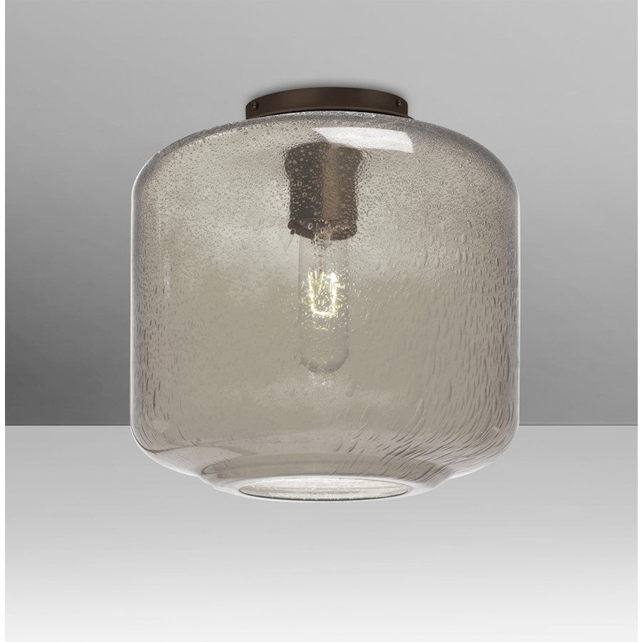 Besa Lighting Niles 10in 1-Light Flush Mount | Transitional Bronze and Gray Smoke Glass | Hallway & Bedroom | 9.5 x 9.5 x 10 in | Model NILES10SMC-BR