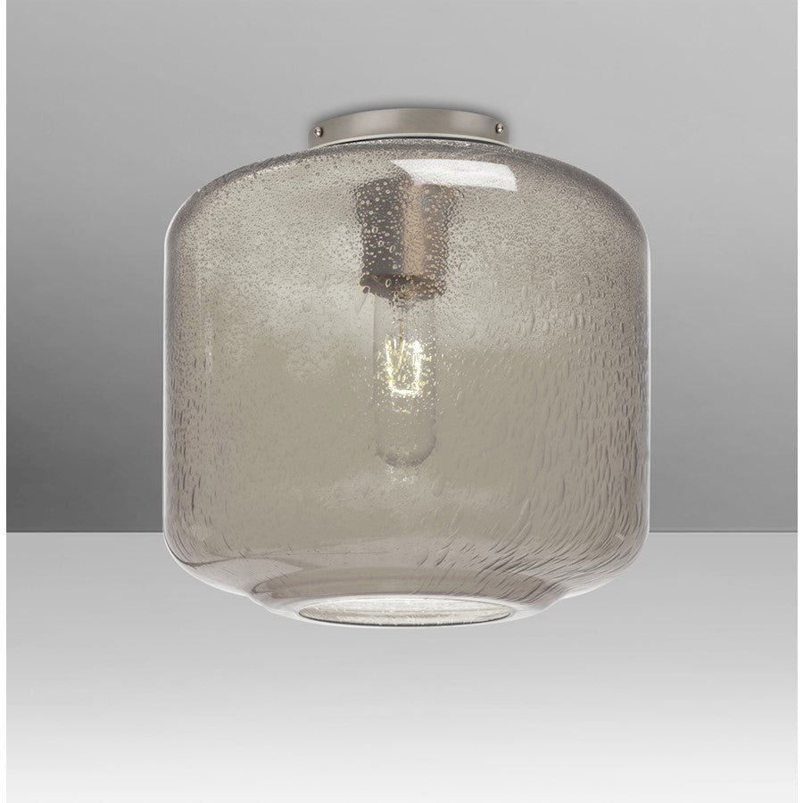 Besa Lighting Niles 10in 1-Light Flush Mount | Transitional Satin Nickel and Gray Smoke Glass | Hallway & Bedroom | Model NILES10SMC-SN