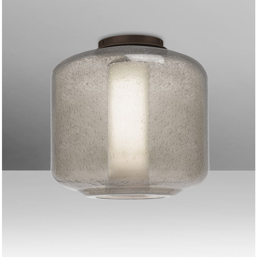 Besa Lighting Niles 10in 1-Light Flush Mount | Transitional Bronze and Gray Smoke Opal Glass | Hallway & Bedroom | Model NILES10SOC-BR