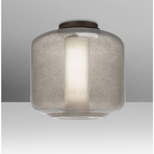 Besa Lighting Niles 10in 1-Light Flush Mount | Transitional Bronze and Gray Smoke Opal Glass | Hallway & Bedroom | Model NILES10SOC-BR