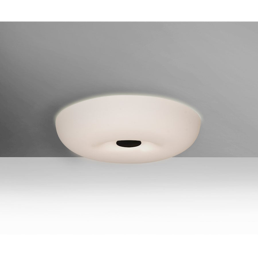 Besa Nimbus 10in 1-Light LED Flush Mount | Modern Black and White Opal Glass | Bedroom & Hallway | 9.75 x 9.75 x 2.75 in | Model NIMBUS1007C-LED-BK