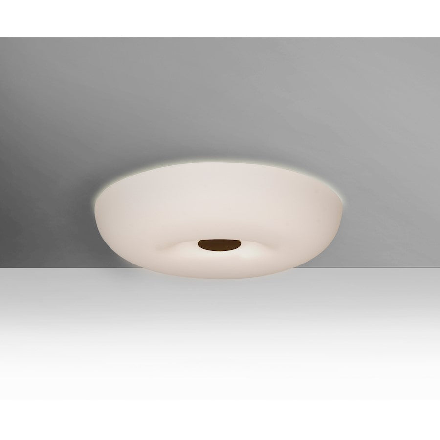 Besa Nimbus 10in 1-Light LED Flush Mount | Modern Bronze and White Opal Glass | Bedroom & Hallway | 9.75 x 9.75 x 2.75 in | Model NIMBUS1007C-LED-BR