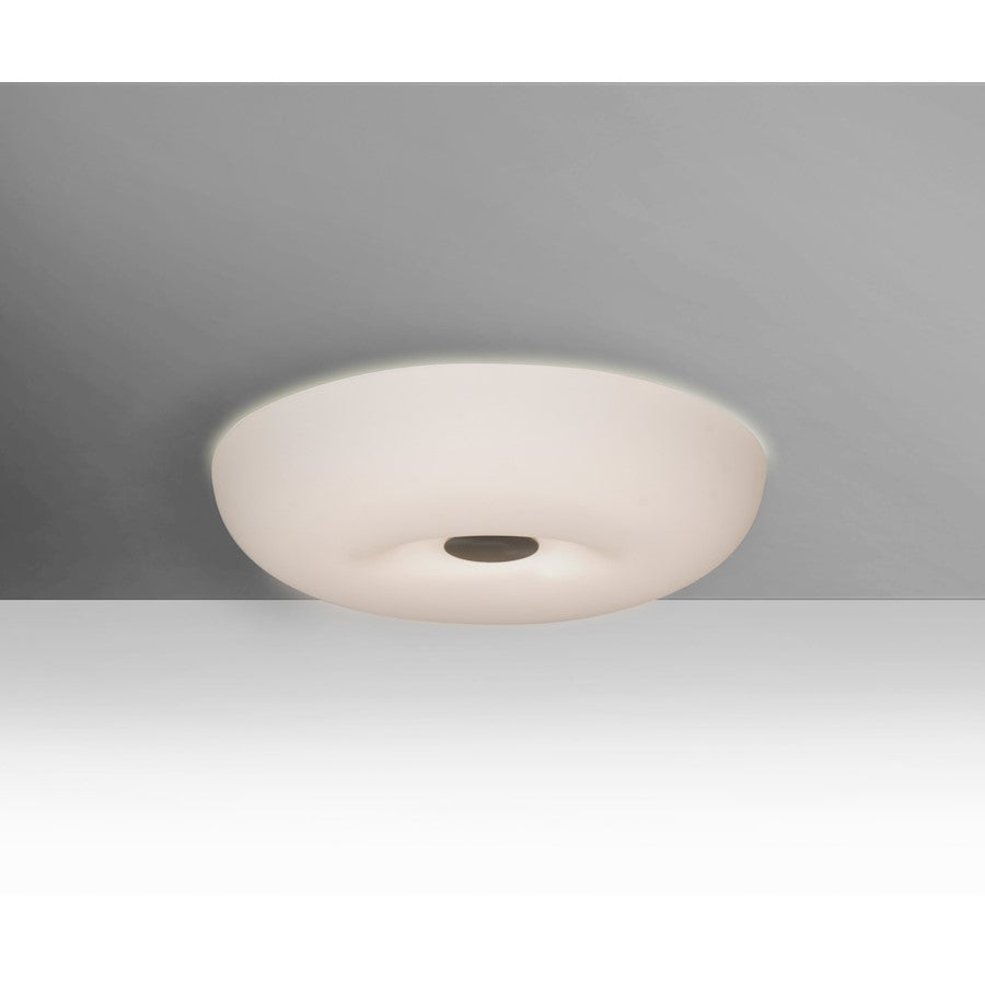 Besa Nimbus 10in 1-Light LED Flush Mount | Modern Satin Nickel and White Opal Glass | Bedroom & Hallway | Model NIMBUS1007C-LED-SN