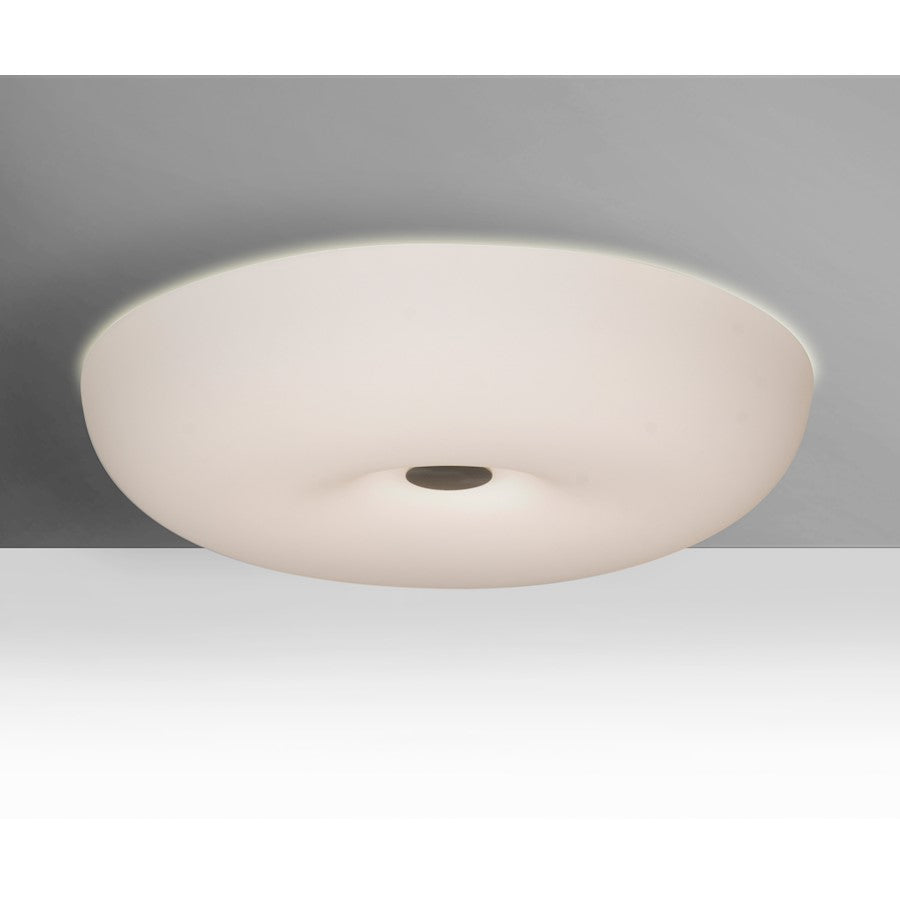 Besa Lighting Nimbus 16in 1-Light LED Flush Mount | Modern Satin Nickel and White Opal Glass | Bedroom & Hallway | Model NIMBUS1607C-LED-SN