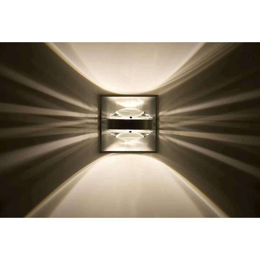 Besa Lighting Optos 5in 1-Light Wall Sconce | Contemporary Brushed Aluminum and Clear Glass | Hallway & Living Room | Model OPTOS1W-CLCL-BA