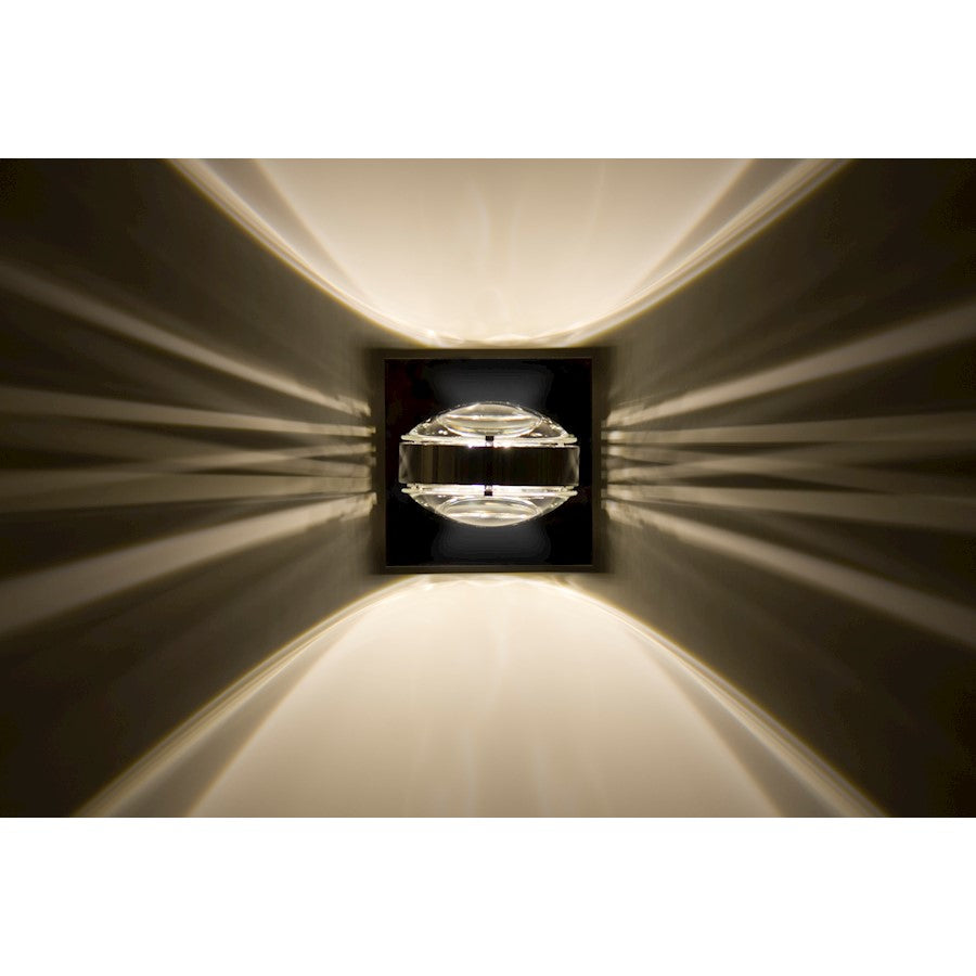 Besa Lighting Optos 5in 1-Light Wall Sconce | Contemporary Chrome and Clear Glass | Hallway & Living Room | 5.25 x 5 x 5 in | Model OPTOS1W-CLCL-CR