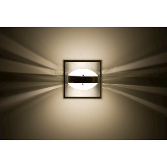 Besa Lighting Optos 5in 1-Light Wall Sconce | Contemporary Brushed Aluminum and Frost Glass | Hallway & Bedroom | 5 x 5 x 5 in | Model OPTOS1W-FRFR-BA