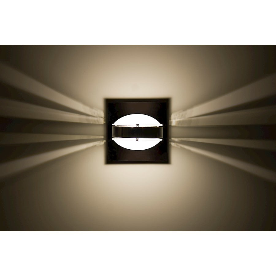 Besa Lighting Optos 5in 1-Light Wall Sconce | Contemporary Chrome and Frost Glass | Hallway & Bedroom | 5 x 5 x 5 in | Model OPTOS1W-FRFR-CR