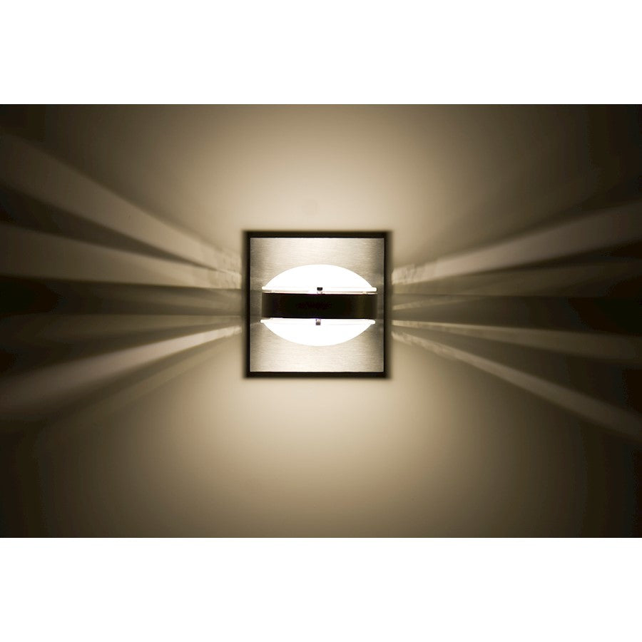 Besa Lighting Optos 5in 1-Light LED Wall Sconce | Contemporary Brushed Aluminum and Frost Glass | Hallway & Bedroom | Model OPTOS1W-FRFR-LED-BA