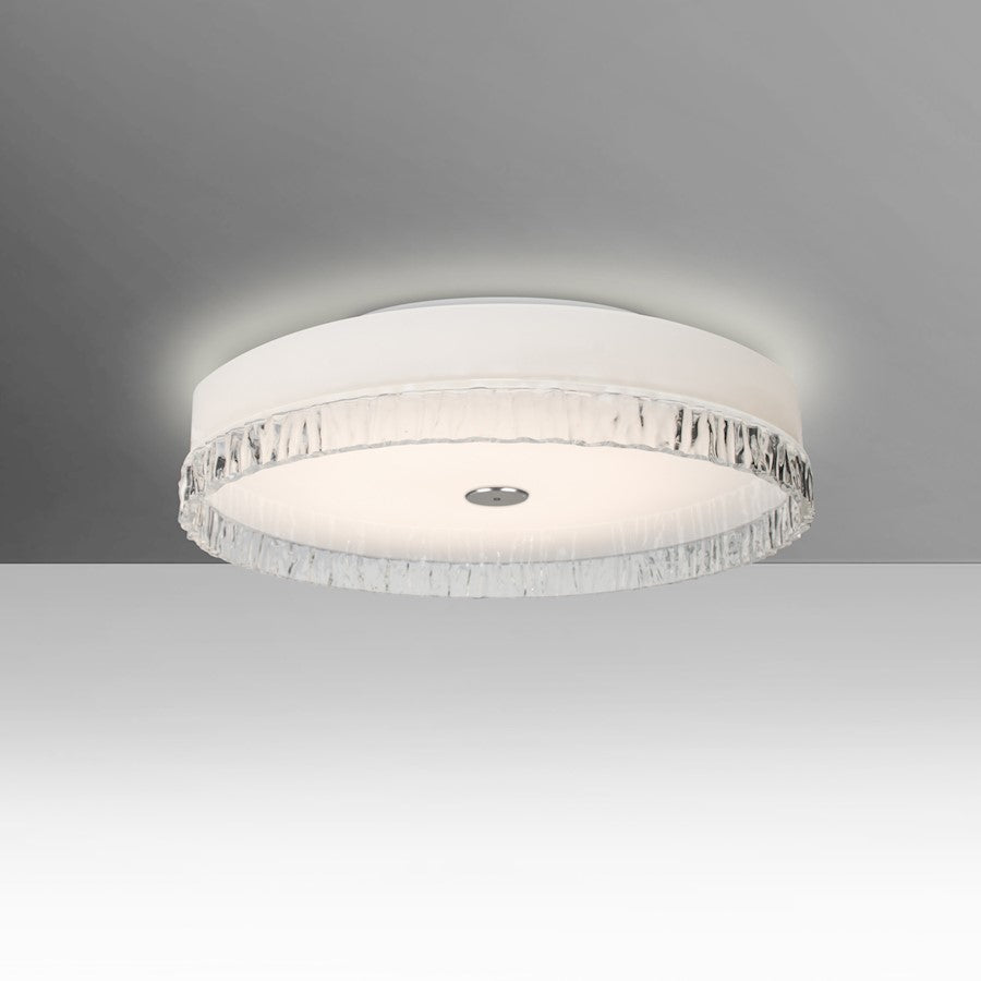 Besa Lighting Paco 12 12in 1-Light LED Flush Mount | Modern Clear Glass and Aluminum | Kitchen & Bathroom Ceiling Light | Model PACO12CLC-LED