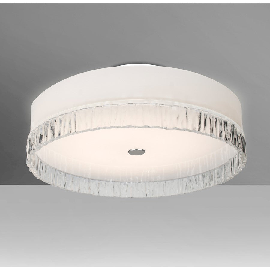 Besa Lighting Paco 19in 4-Light LED Flush Mount | Modern Clear Glass and White | Living Room & Bedroom | 19 x 19 x 6 in | Model PACO19CLC-LED